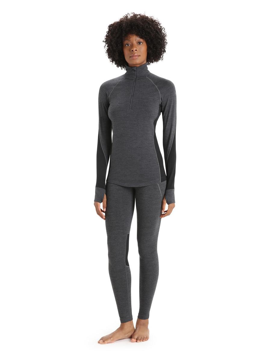 Icebreaker BodyfitZone™ Merino 260 Zone Long Sleeve Half Zip Thermal Top Női Base Layers Fekete | HU 1898VRWD